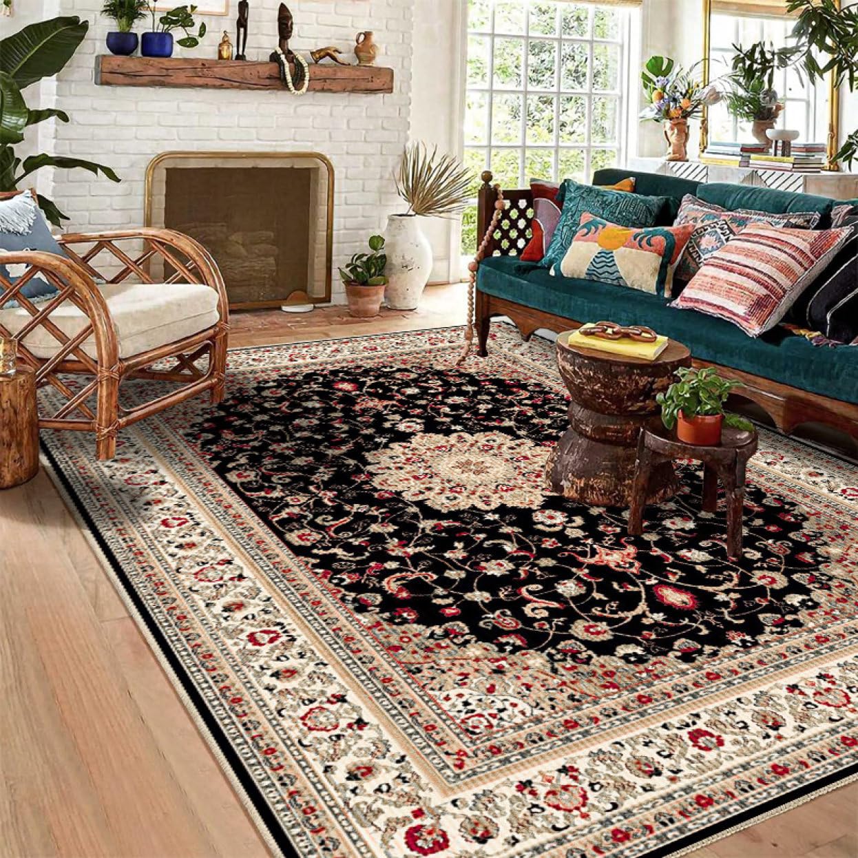 Amazon｜ペルシャ風 絨毯風 洗える 160*230cm ラグ カーペット 1畳 花